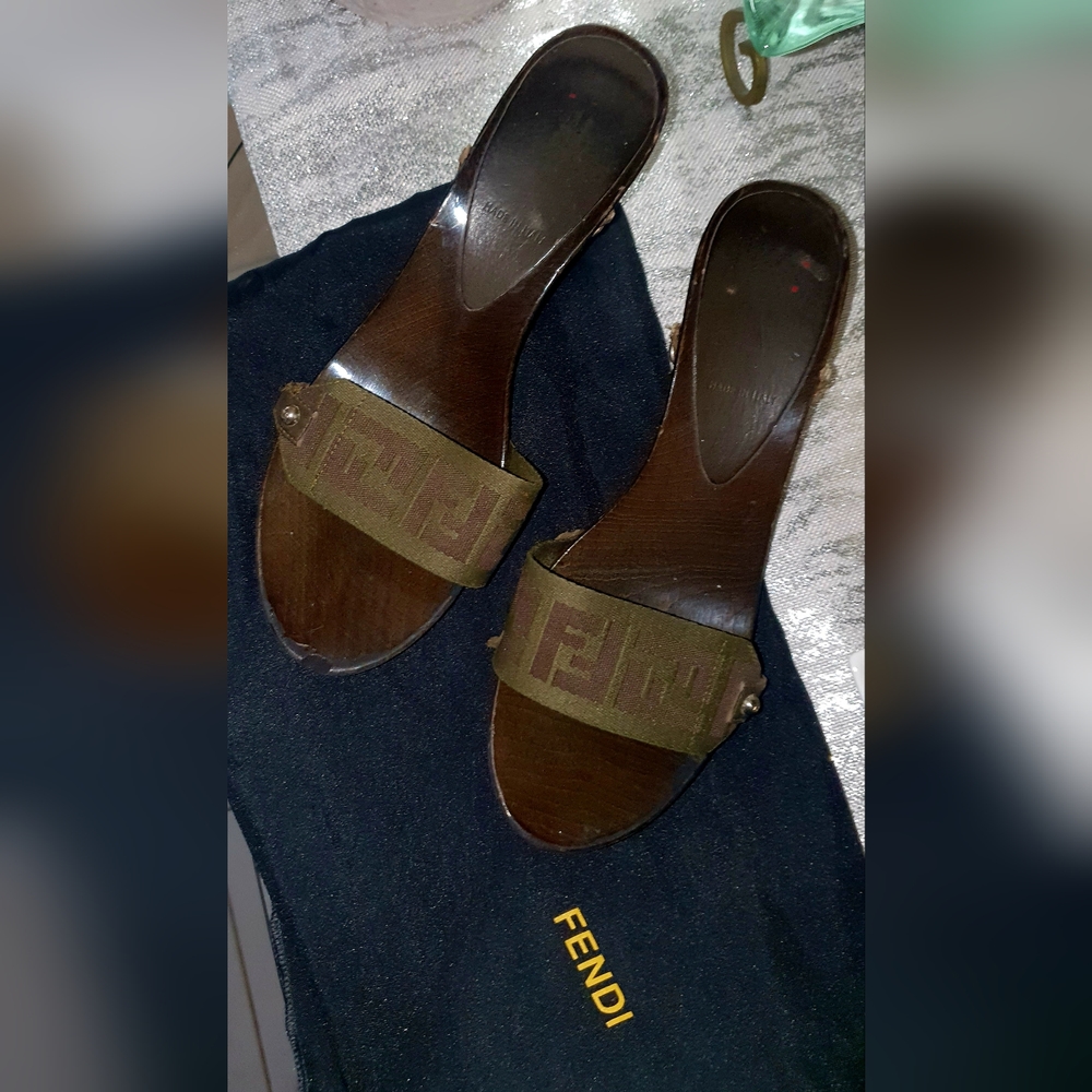 FENDI Slip on wooden Clogs - Picture 3 of 7